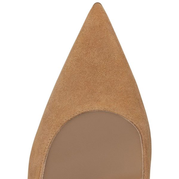 Christian Louboutin Condora Escarpins 85 mm Veau Velours Lionne Beige – Image 2