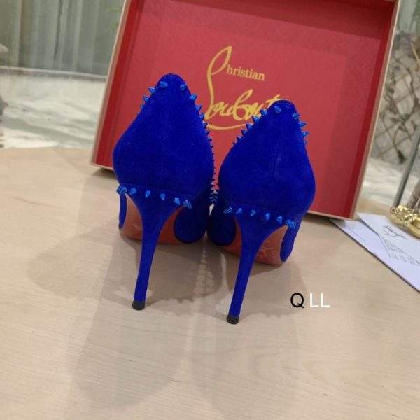 Christian Louboutin Anjalina Spike Escarpins Daim Bleu – Image 2