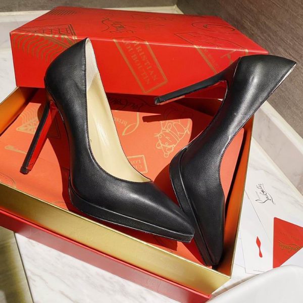 Christian Louboutin Pigalle Plato Escarpins 100mm Cuir Nappa Noir – Image 2