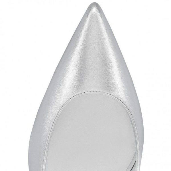 Christian Louboutin Hot Chick Sling 70 mm Escarpins à Bride Arrière Cuir Nappa Irisé Argent – Image 4