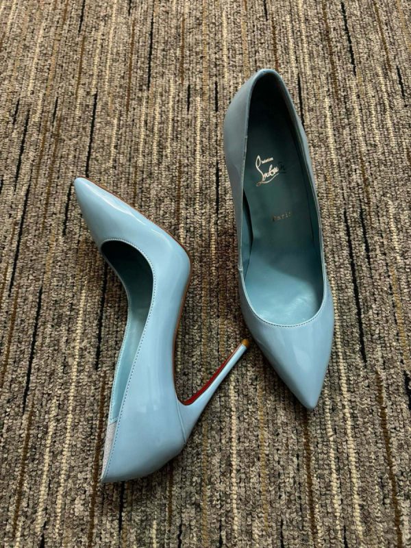 Christian Louboutin Kate Escarpins 85 mm Cuir Verni Bleu – Image 4