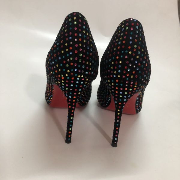Christian Louboutin Kate Strass Escarpins Daim Orné de Cristaux Multicolore – Image 4