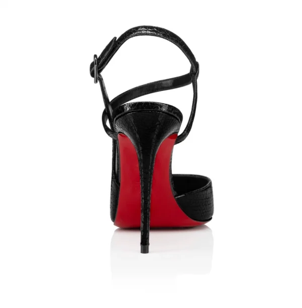 Christian Louboutin Jenlove Escarpins 100 mm Cuir Specchio Texturé Étoilé Noir – Image 3