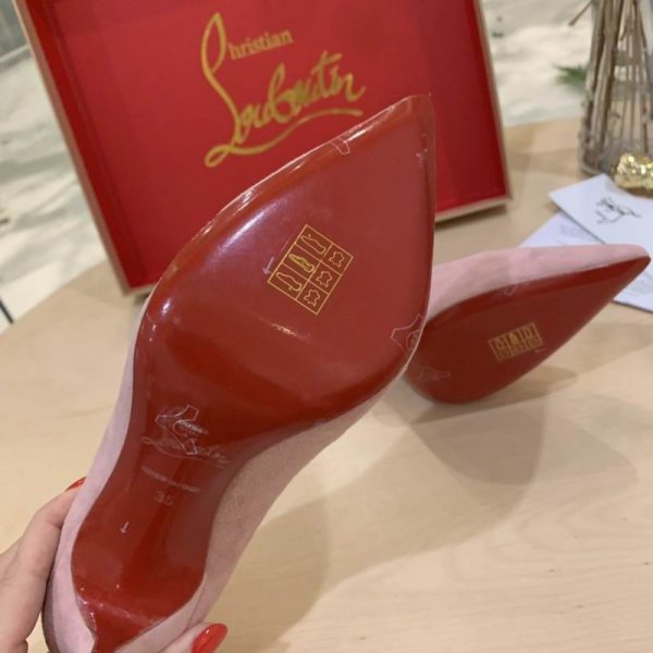 Christian Louboutin Escarpins Kate Veau Velours Rose – Image 3
