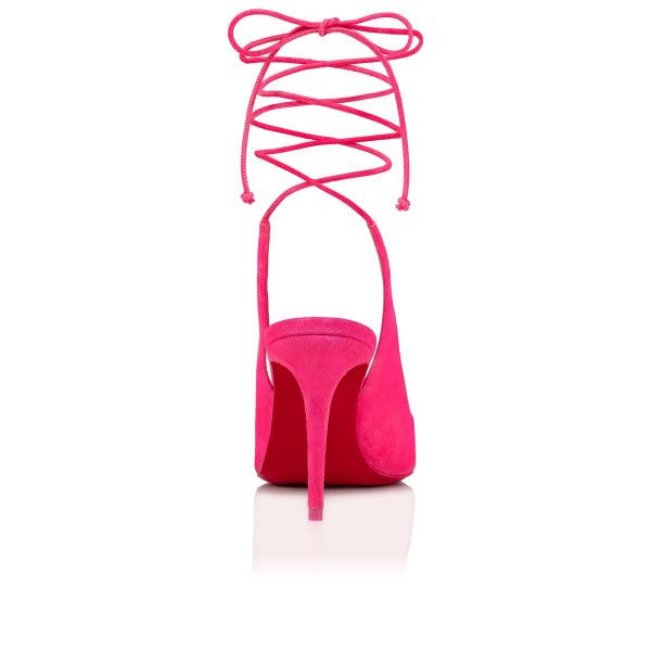 Christian Louboutin Escarpins Kate Lacés 85 mm Veau Velours Rose – Image 3