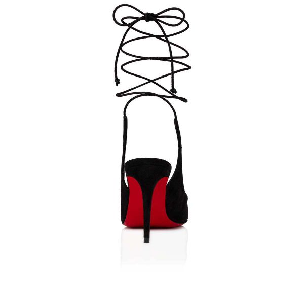 Christian Louboutin Escarpins Kate Lacés 85 mm Veau Velours Noir – Image 4