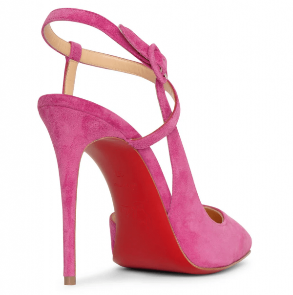 Christian Louboutin Jenlove Escarpins à Bride Cheville 100 mm Daim Rose – Image 3