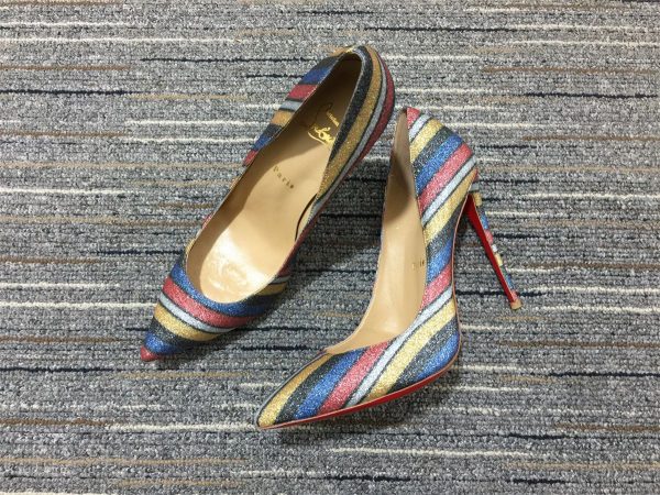 Christian Louboutin Escarpins So Kate 120 mm Daim Pailleté Rayé Multicolore – Image 4