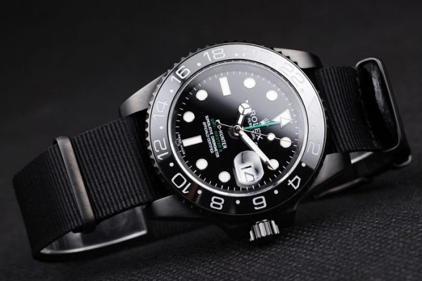 Rolex GMT Master II Pro-Hunter Bracelet Tissu Noir Cadran Noir – Image 7