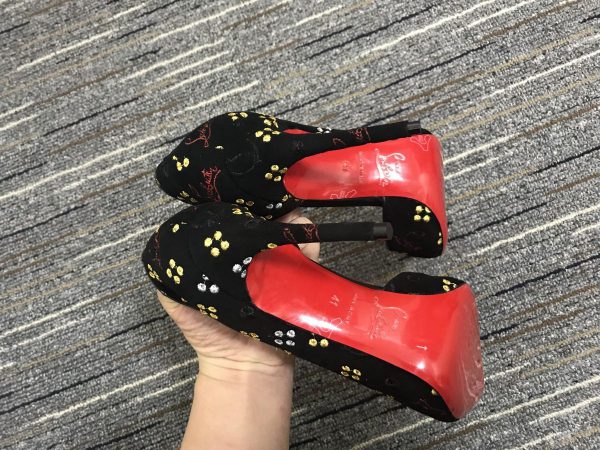 Christian Louboutin Escarpins Iriza 100mm Jacquard Loubinthesky Cuir Suédé Noir – Image 3