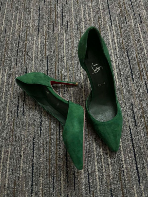 Christian Louboutin Escarpins Iriza 85mm Cuir Suédé Vert – Image 3