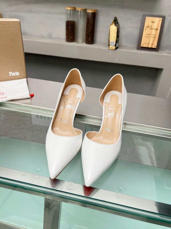 Christian Louboutin Escarpins Iriza 85mm Cuir Verni Blanc – Image 4