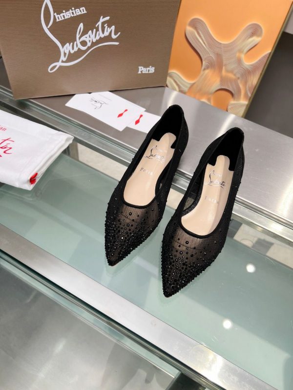 Christian Louboutin Ballerines Follies Strass Filet Noir – Image 4