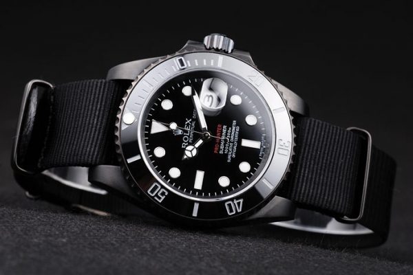 Rolex Submariner Pro-Hunter Bracelet Tissu Noir Cadran Noir – Image 5