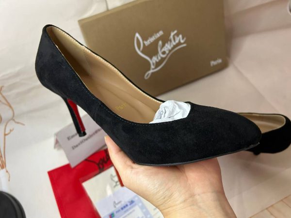Christian Louboutin Escarpins Follies Strass 80MM Suédé Noir – Image 3