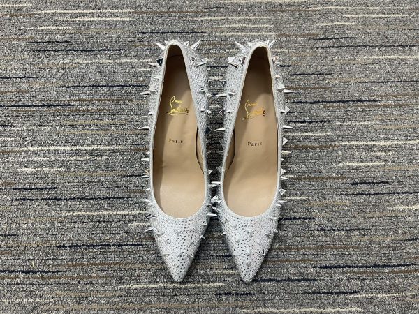 Christian Louboutin Escarpins Pigalle Spikes 100mm Strass Argent – Image 4