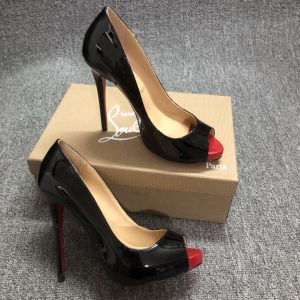 Christian Louboutin Escarpins New Very Prive 120mm Cuir Verni Noir Rouge