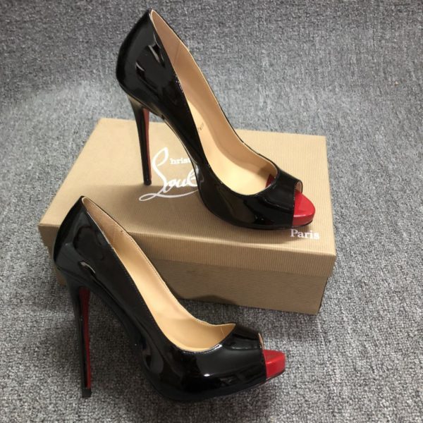 Christian Louboutin Escarpins New Very Prive 120mm Cuir Verni Noir Rouge