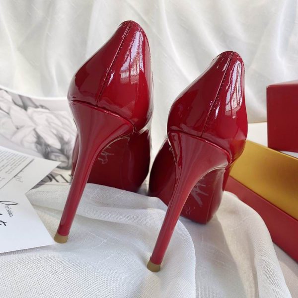 Christian Louboutin New Very Prive 120 Red Patent Platform Peep Toe Heels – Image 3