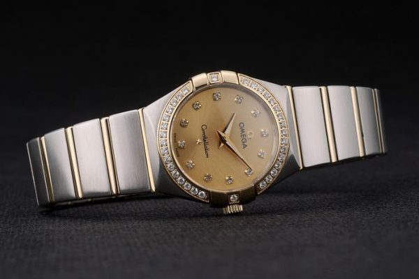 Omega Lady Constellation Lunette Incrustée de Cristaux Cadran Doré 80293 – Image 7