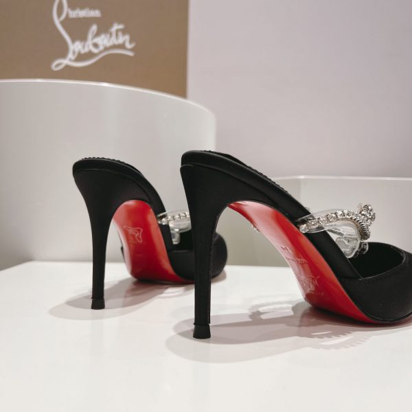 Christian Louboutin Planet Queen 70 mm Escarpins Satin Cristaux Noir – Image 4