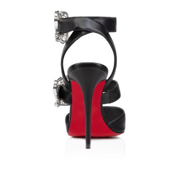 Christian Louboutin Giddylina 100 mm Escarpins à Brides Cuir Nappa Noir – Image 3