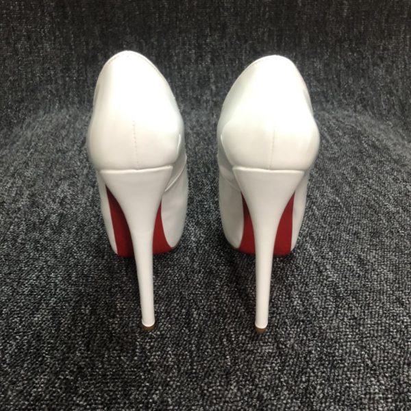 Christian Louboutin Daffodile Escarpins Plateforme 160 mm Cuir Verni Blanc – Image 3