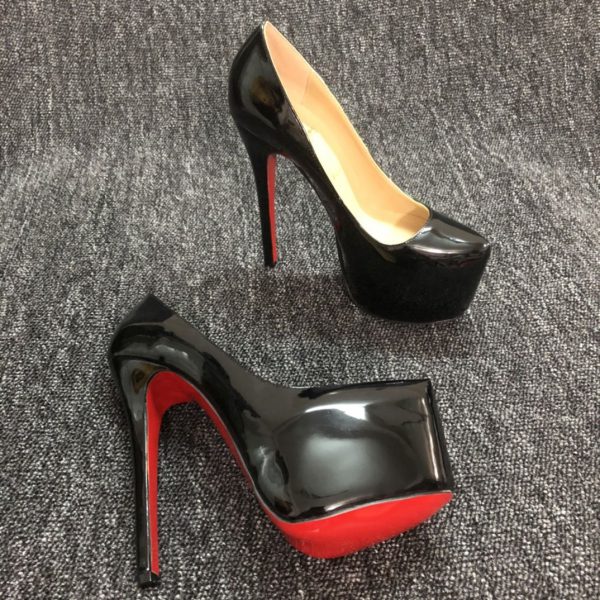Christian Louboutin Daffodile Escarpins Plateforme 160 mm Cuir Verni Noir – Image 3