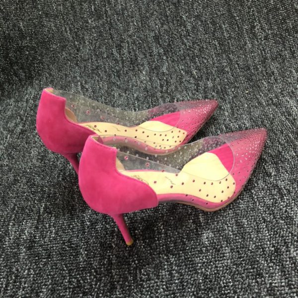 Christian Louboutin Degrastrass Escarpins Daim et PVC Rose – Image 3