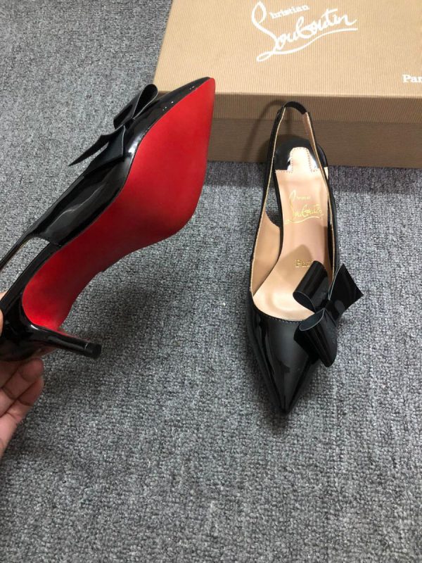 Christian Louboutin Clare Nodo Escarpins Slingback Cuir Verni Noir – Image 3