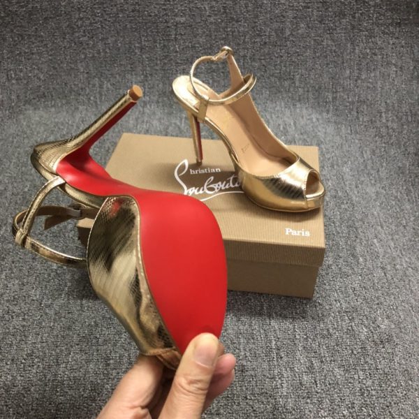 Christian Louboutin Jenlove Alta Escarpins 120 mm Cuir Métallisé Platine – Image 3