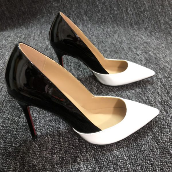 Christian Louboutin Stilettos Escarpins Bicolores Cuir Nappa Noir Blanc – Image 3