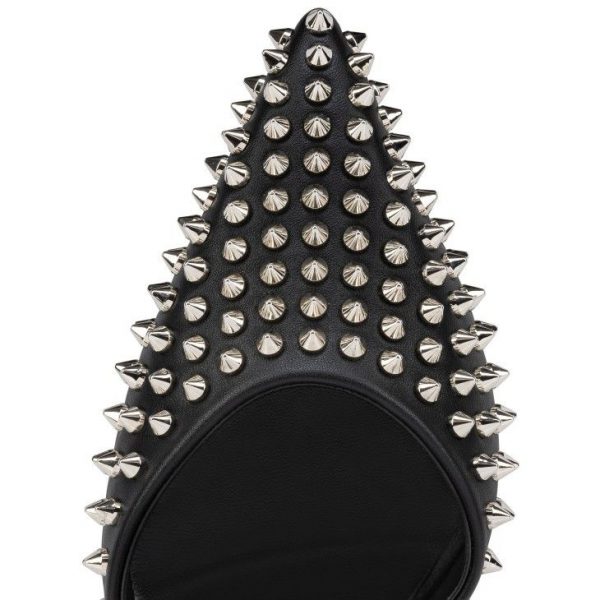 Christian Louboutin Condora Riviera Spikes 100 mm Escarpins Cuir Nappa et Clous Argent Noir – Image 4