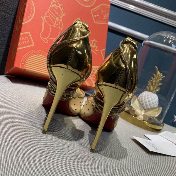 Christian Louboutin Maia Labella 100mm Escarpins Strass et Cuir Speccchio Or – Image 3