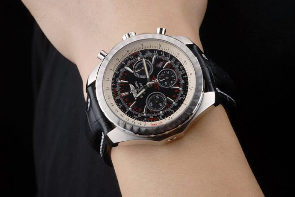 Breitling Bentley Cuir Croco Noir Bracelet Cadran Noir 80286 – Image 9