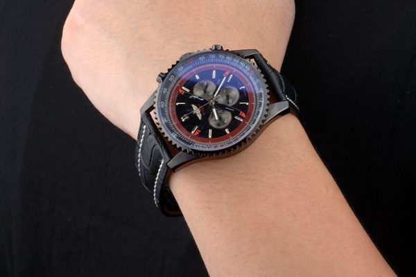 Breitling Certifiée Bracelet Cuir Noir Cadran Noir Chronographe 80179 – Image 8