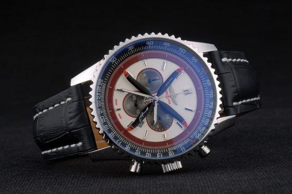Breitling Certifiée Cadran Beige Chronographe Bracelet Cuir Noir 80177 – Image 8