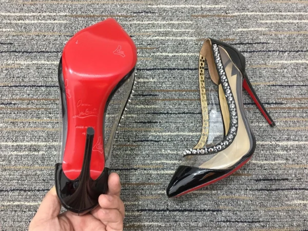 Christian Louboutin Escarpins Galativi Spikes 85mm Cuir et PVC Noir – Image 3