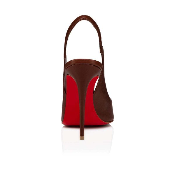 Christian Louboutin Hot Chick Sling Escarpins 100 mm Cuir Nappa Nude 8 – Image 3