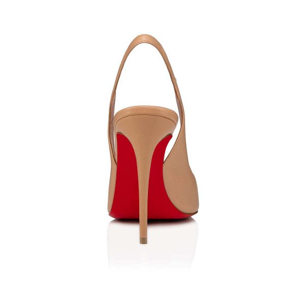 Christian Louboutin Hot Chick Sling Escarpins 100 mm Cuir Nappa Nude – Image 4