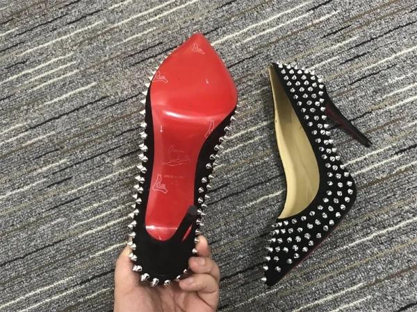 Christian Louboutin Escarpins Pigalle Spikes 100mm Veau Velours Noir – Image 3