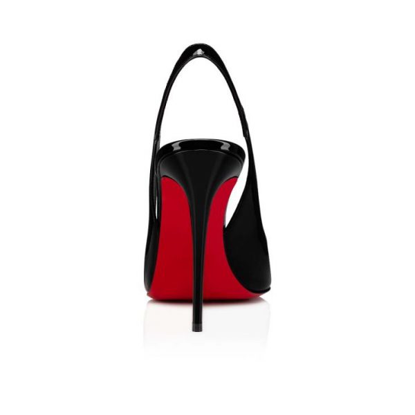 Christian Louboutin Hot Chick Sling 100 mm Escarpins à Bride Arrière Cuir Verni Noir – Image 4