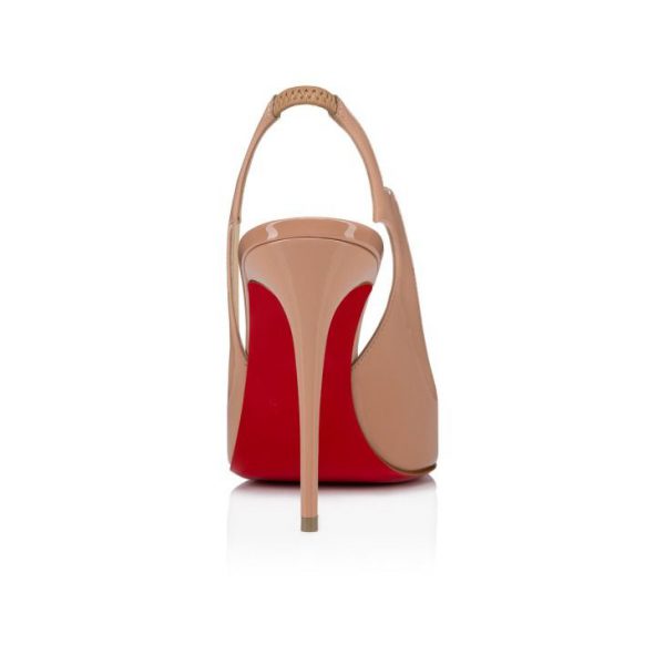 Christian Louboutin Hot Chick Sling 100 mm Escarpins à Bride Arrière Cuir Verni Blush – Image 4