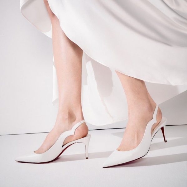 Christian Louboutin Hot Chick Sling 70 mm Escarpins à Bride Arrière Cuir Nappa Bianco – Image 5