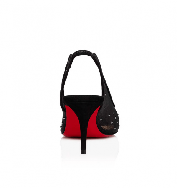 Christian Louboutin Escarpins Sling Follies Strass 70mm Filet Noir – Image 4