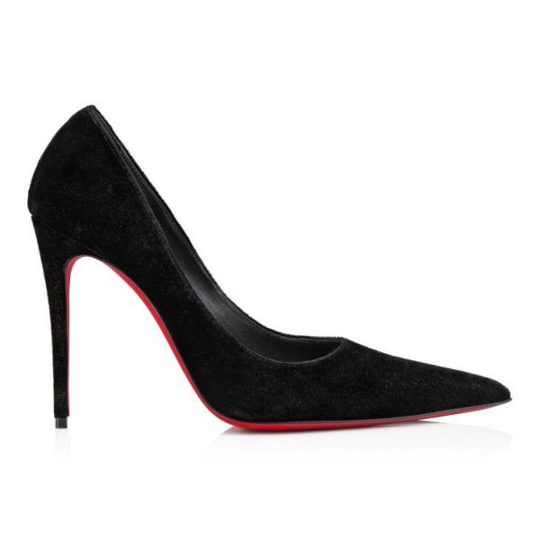Christian Louboutin Kate Max Escarpins 100 mm Velours D'Or Noir – Image 2
