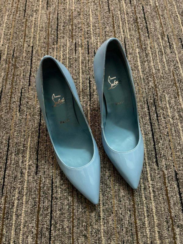 Christian Louboutin Kate Escarpins 85 mm Cuir Verni Bleu – Image 2
