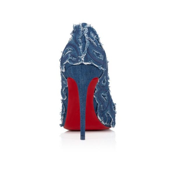 Christian Louboutin Kate Toile Denim Brodé Escarpins 100 mm Jean Brodé Louboutin – Image 4
