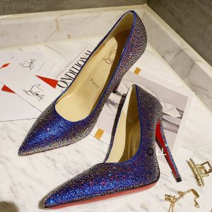 Christian Louboutin Escarpins Kate Strass Dégradé 100 mm Daim Bleu