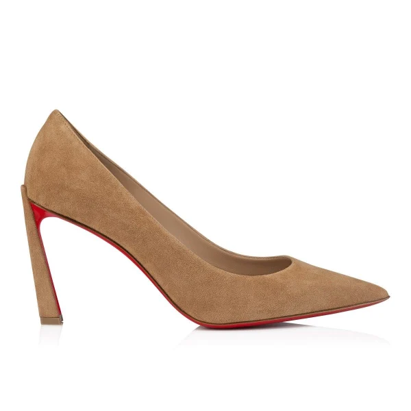 Christian Louboutin Condora Escarpins 85 mm Veau Velours Lionne Beige – Image 4